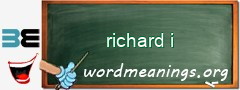 WordMeaning blackboard for richard i